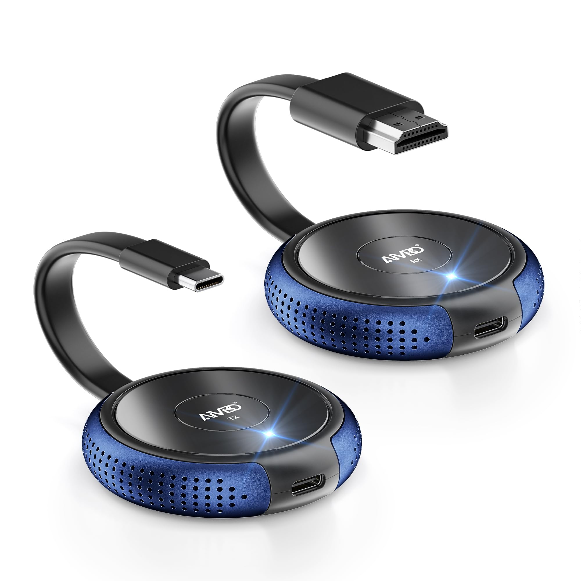 Wireless USB C Transmitter and HDMI Receiver 5G Full HD, Up to 8 TXs, AIMIBO HDMI Display Adapter for Streaming Video from Mac-Book, i-Pad, i-Phone 16/17, Camera to HDTV, Projector, No Bluetooth - 50M