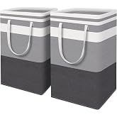 HomeHacks 2-Pack Large Laundry Basket, Waterproof, Freestanding Laundry Hamper, Collapsible Tall Clothes Hamper with Extended
