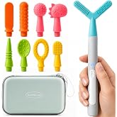 KidBloom Oral Motor Kit with 9 Textured Silicone Tips, 3-Mode Vibrating Teether, Autism Sensory Products, Speech Therapy Materials for Feeding Support, SPD