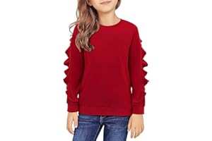 Yoklass Girls Long Sleeve Shirt Casual Crewneck Cute Tops Blouse5-14 Years