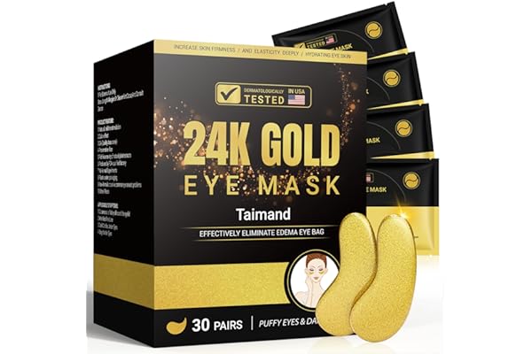 Under Eye Patches (30 Pairs), 24k Gold Eye Patches for Women and Men, Bachelorette Party Favors, Birthday Gift for Women - Sk