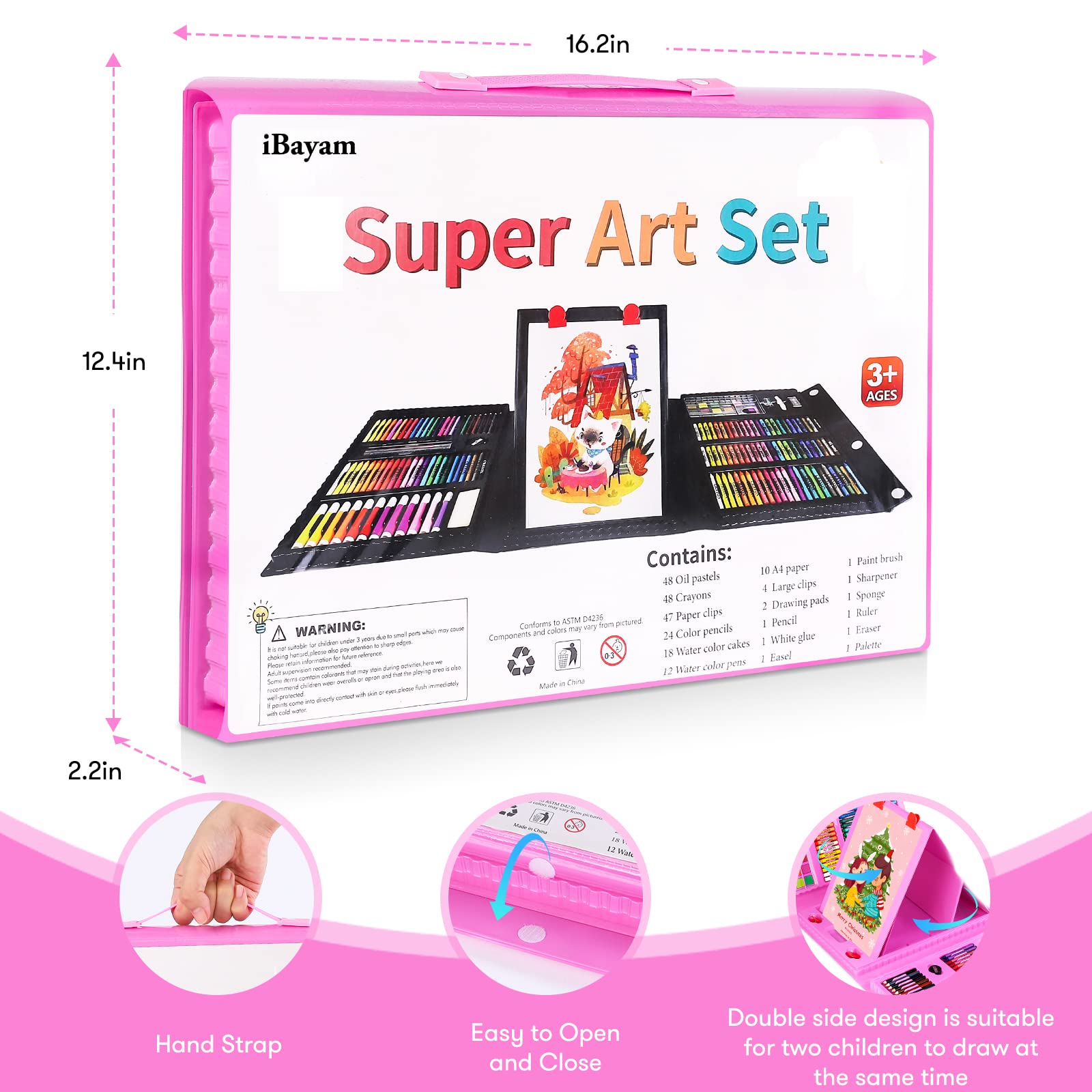 iBayam Stocking Stuffers, Art Supplies, Arts and Crafts for Kids Ages 8-12, Teens Girls Christmas Gifts, 251-Pack Art Set Case with Trifold Easel, Sketch Pads, Gifts for 5-12 Year Old Girl