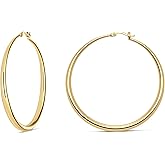 MILLA 14K Gold Hoop Earrings For Women, Silver Hoop Earrings & Rose Gold Earrings with Graduated Curvature