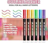 Lenski Glitter Pens 24 Colors Outline Markers for Kids Arts Craft Gift view 5