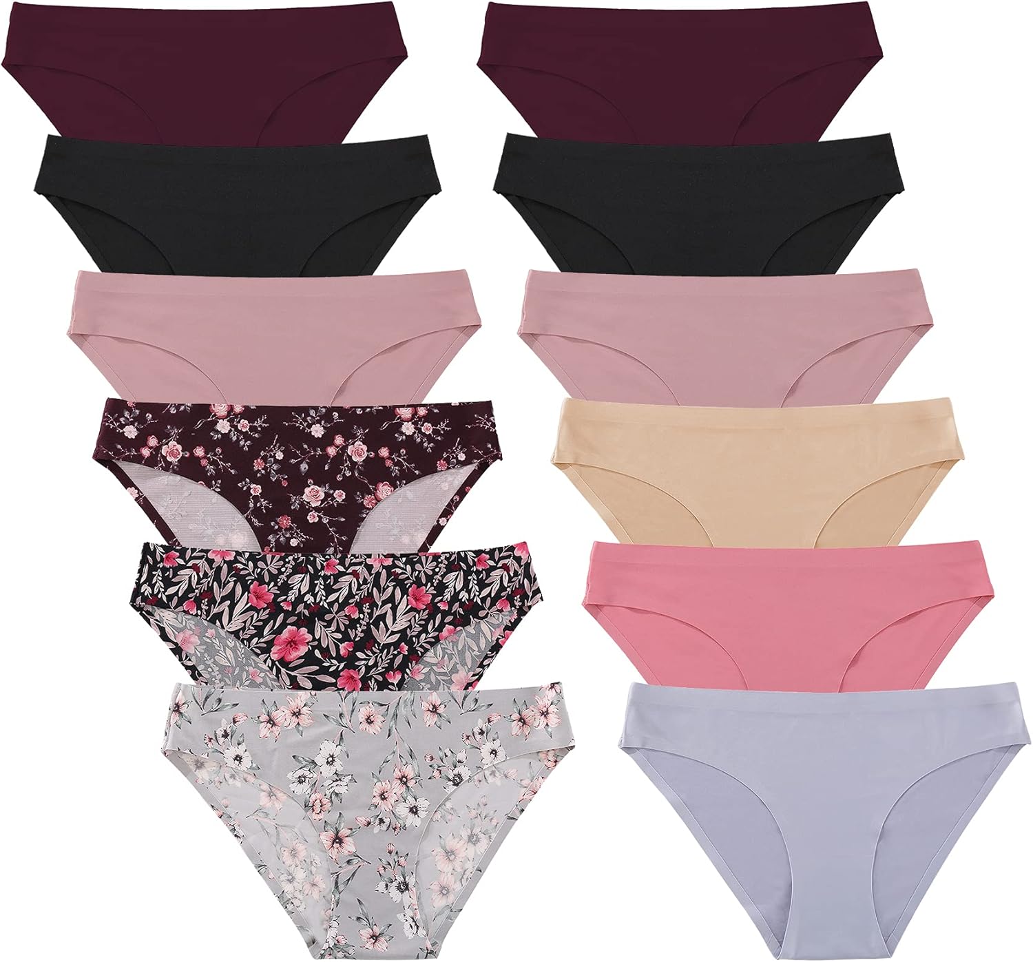 FINETOO 12 Pack Women’s Seamless Hipster Underwear No Show Panties Invisibles Briefs Soft Stretch Bikini Underwears XS-XL at  Women’s Clothing store