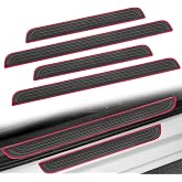 LTDCVTR 4PCS Car Door Sill Protector, Anti-Scratch &amp; Waterproof Auto Door Edge Step Threshold Protection, Car SUV Automobile Universal Rubber Scratch Resistant Exterior Accessories (Black/Red)