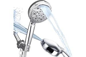 KINSE High Pressure Shower Head with Hose,9-Mode Handheld Shower Head, 5" Shower Head with 71" Extra Long Shower Hose & Adjustable Bracket,Built-In Power Wash to Clean Tub, Tile & Pets