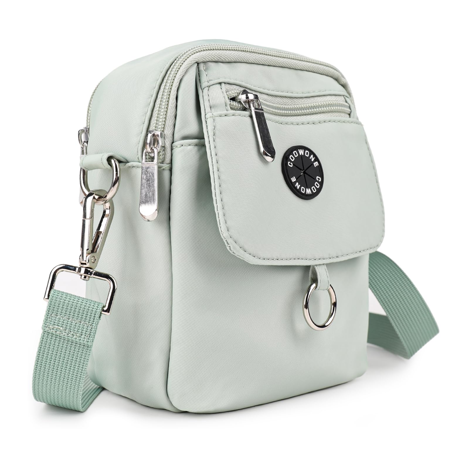 COOWONE Dog Treat Pouch Waterproof Dog Walking Bag with Poop Bag Holder, Multiple Pockets Messenger Pack, Adjustable Thicken Shoulder Belt Bilayer CrossbodyBag for Puppy Training Hiking (Light Green)