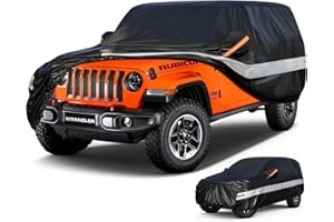Holthly 10 Layers Car Cover Custom Fit for Jeep Wrangler JK JL Unlimited 4Door 4dr, Waterproof All Weather for Automobiles, Outdoor Full Cover Sun Dust Rain Protection with Cotton. Black