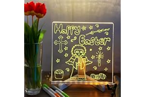 FGGII 2024 LED Note Board with Colors, Acrylic Dry Erase Board with Light, Glowing Acrylic Message Board Set (1 Stand and 7 Colored Markers) (Inches, 5.9×5.9)