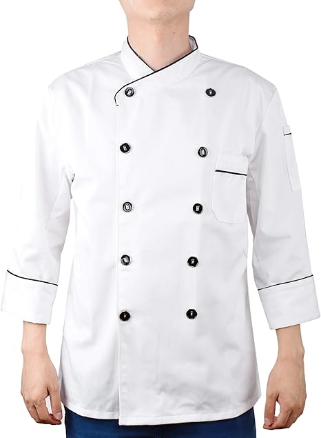 Amazon Co Jp Nanxson コック服 コックコート コックシャツ シェフ服 メンズ 調理服 コックコート 厨房 ワークコート 長袖 洋食 おしゃれ シエフジャケット 白 料理服 コック Cfm0046 服 ファッション小物