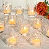 SUPMIND 24 Pcs Ribbed Clear Votive Candle Holders – Glass Tea Light Candle Holder for Weddings, Baby Showers, Home Decor, Party Centerpieces, and Table Decoration