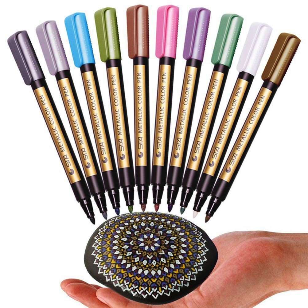 Metallic Markers Pen for Rock Painting Medium Point, Metallic Color