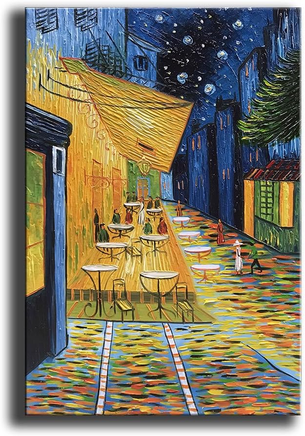 Paintings - YaSheng Art - Cafe Van Gogh Famous Oil Paintings Reproduction Artwork Modern hand-painted Art Pictures Home Living Room Bedroom Office Decor Canvas Wall Art Painting 20x24inch