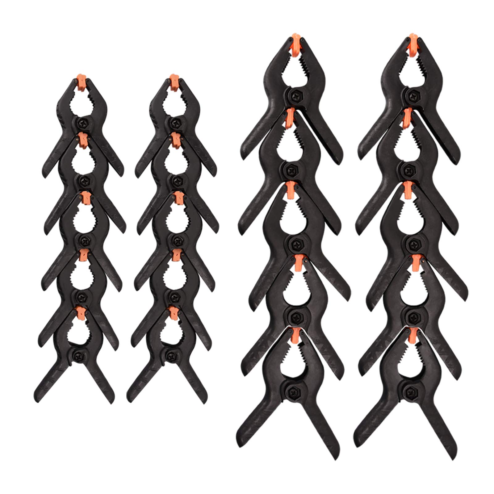 20-Piece Nylon Spring Clamps, Plastic Heavy Duty Grip Clips Set, 10Pcs 2 Inch and 10Pcs 3 Inch Clamps