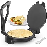 FineMade Compact 10'' Roti Maker Machine, Electric Tortilla Press with Detachable Handle, Prensa Para Tortillas,Chapati Maker Machine, Burrito Maker, Tortillera, Black