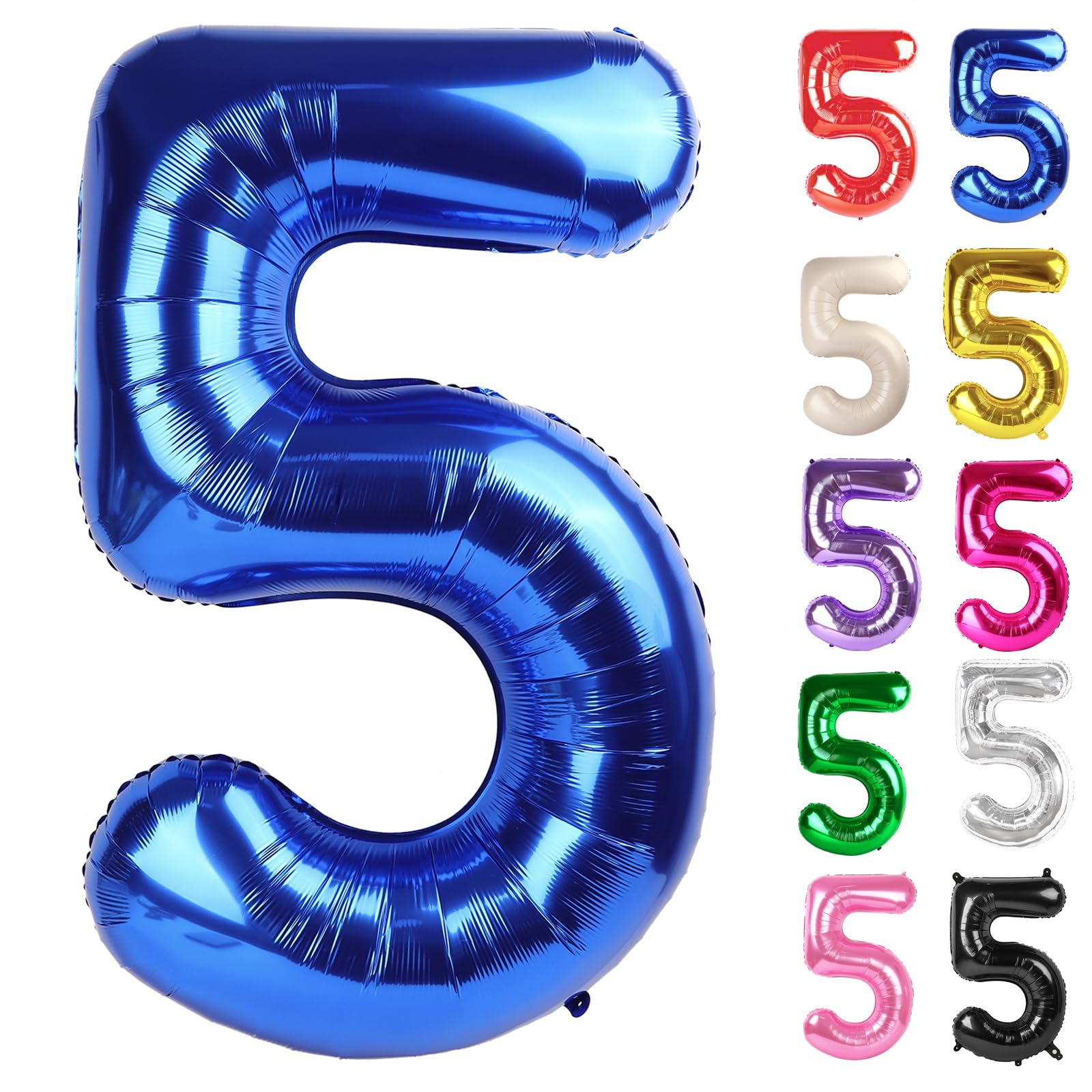 Photo 1 of Metallic Blue Number 5 Balloon 40 Inch, 5 Balloon Number, 5th Birthday Decorations, Navy Blue Party Supplies for Boys Girls
