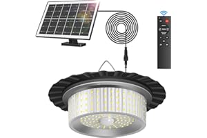 VOPHICHO Solar Shed Light Outdoor Indoor, Upgrade 244 LED 360° Lighting Motion Sensor Pendant Light, Waterproof Solar Lights with Remote Control, Timer, 5 Modes for Shed Gazebo Garage Barn (1)