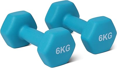 Amazon Basics Hantel-Set, Neoprenbeschichtung, 6 kg, Cyan