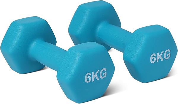 Amazon Basics Hantel-Set, Neoprenbeschichtung, 6 kg, Cyan