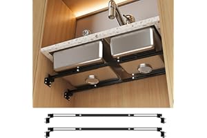 PARBTG Undermount Sink Support Bracket – Adjustable Stainless Steel Bracket for Heavy Duty Undermount Kitchen Sinks, Durable Anti-Slip Kitchen Sink Installation Parts Kit, 28-39.4 Inches