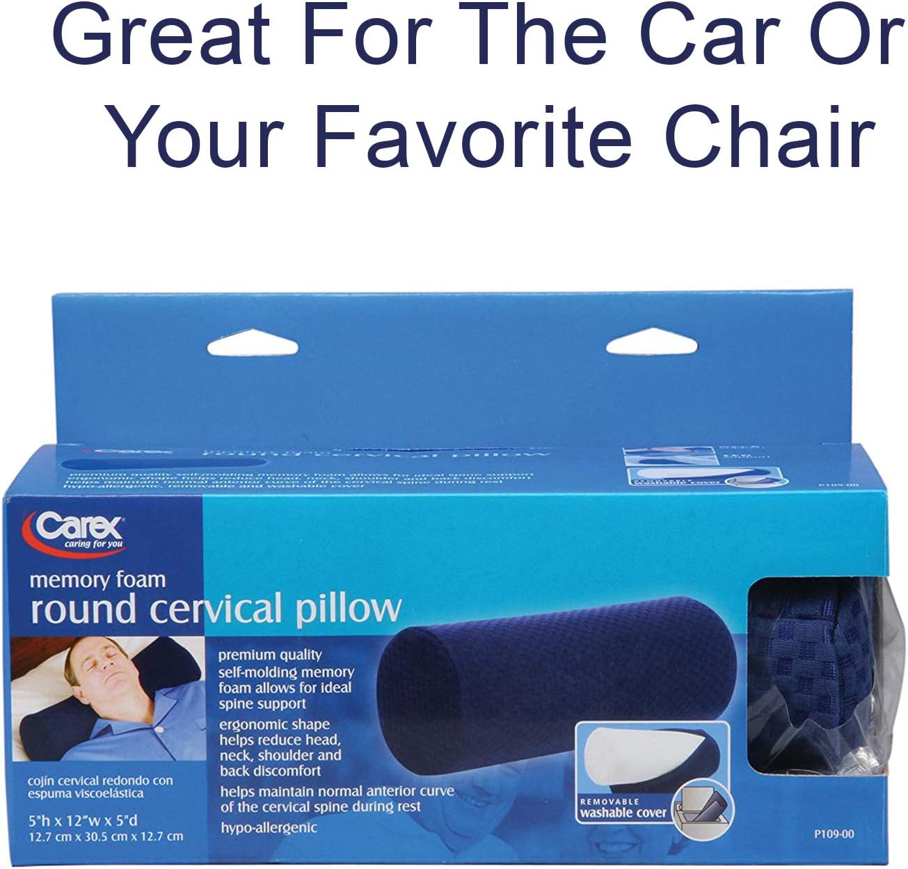 Carex Lumbar Roll Lower Back Support Pillow - Chair Seat Posture Corrector - Relieve Spine and Neck Pain with McKenzie Method, Use in Bed During Sleep, Car While Driving and Working at Office Desk: Health & Personal Care