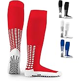 LUX Anti Slip Soccer Knee Socks,Non Slip Football/Basketball/Hockey Sports Grip Socks