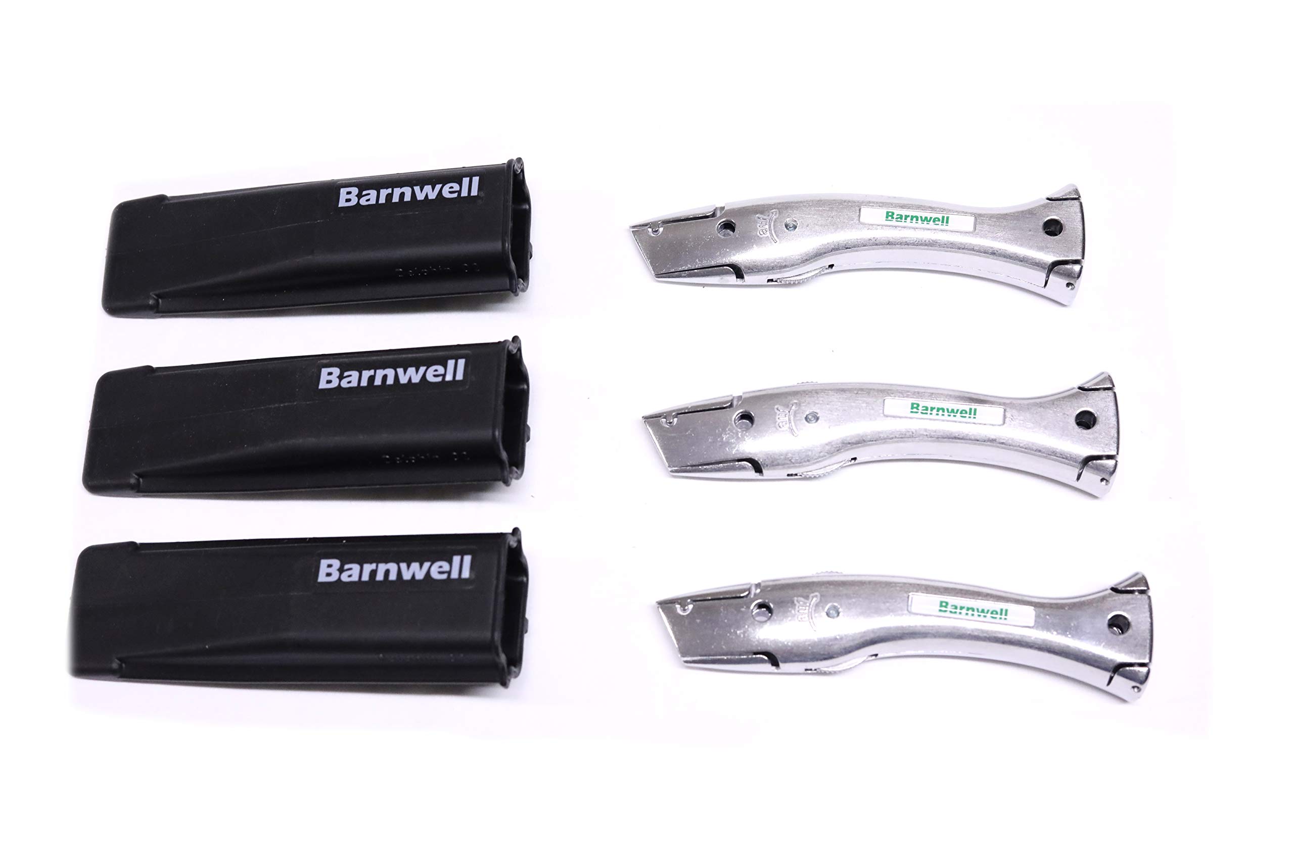 Barnwell Pack of 3 Silver Dolphin Delphin Carpet Fitters Work Trimming Fixed Knives Knife and Holster NO Blades