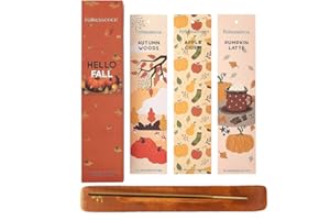 Folkulture Incense Stick Gift with Holder | Set of 3 Fall Incense Sticks with 45 Min Burn Time | Pumpkin Spice Inscents-Sticks | Organic & Non Toxic Fall Scents | Insense-Stick for Fall Essentials