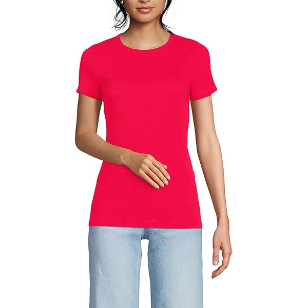 売れ筋商品|||ランズエンド Tシャツ トップス レディース Women's Drapey Rib Fitted Short Sleeve Mini T-Shirt Black Lands' End Women's Drapey Rib Fitted Short Sleeve Mini T