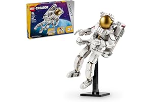 LEGO Creator 3 in 1 Space Astronaut Toy, Building Set Transforms from Astronaut Figure to Dog to Viper Jet, Space-Themed Gift Idea for Boys and Girls Ages 9 Years Old and Up, 31152