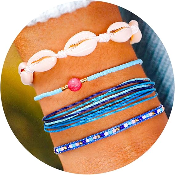 TOOPNK Vsco String Ankle Bracelets for Teen Girls, Handmade Braided