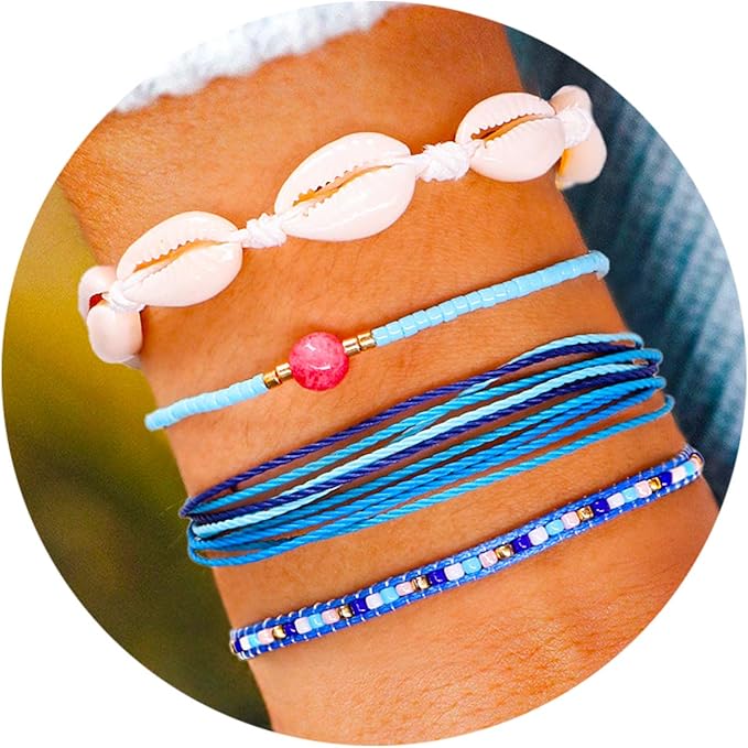 TOOPNK Vsco String Ankle Bracelets for Teen Girls, Handmade Braided