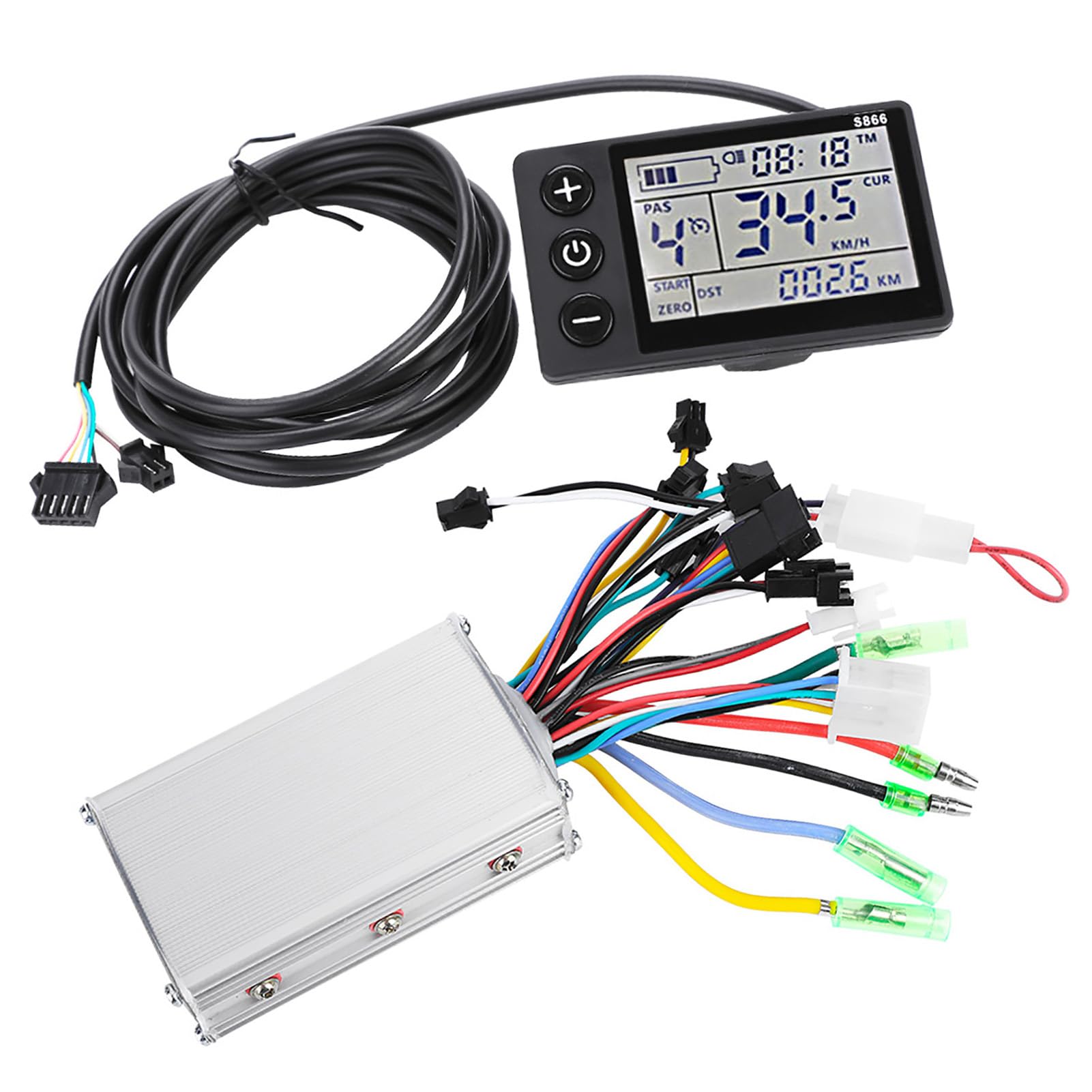 ZAWELIYO 24V/36V/48V Electric Bicycle Scooter Brushless Controller Kit, Controller & Waterproof LCD Display Panel Fit 22.5mm Handlebar, Suitable for Electric Bikes, Scooters