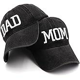 Hiwelove Mom and Dad Hats Fathers Day Mom Dad Gifts Hat Embroidered Adjustable Baseball Caps New Parents Gifts for Couples