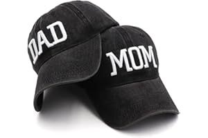 Hiwelove Mom and Dad Hats Fathers Day Mom Dad Gifts Hat Embroidered Adjustable Baseball Caps New Parents Gifts for Couples