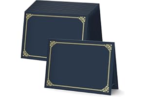 BELLE KR® Blue Certificate Folders 8.5 x 11, 30 Pcs - Used as Award Certificate Folders with Gold Foil Border for Letter Size 8.5" x 11" Certificates, Awards, Documents and Diplomas