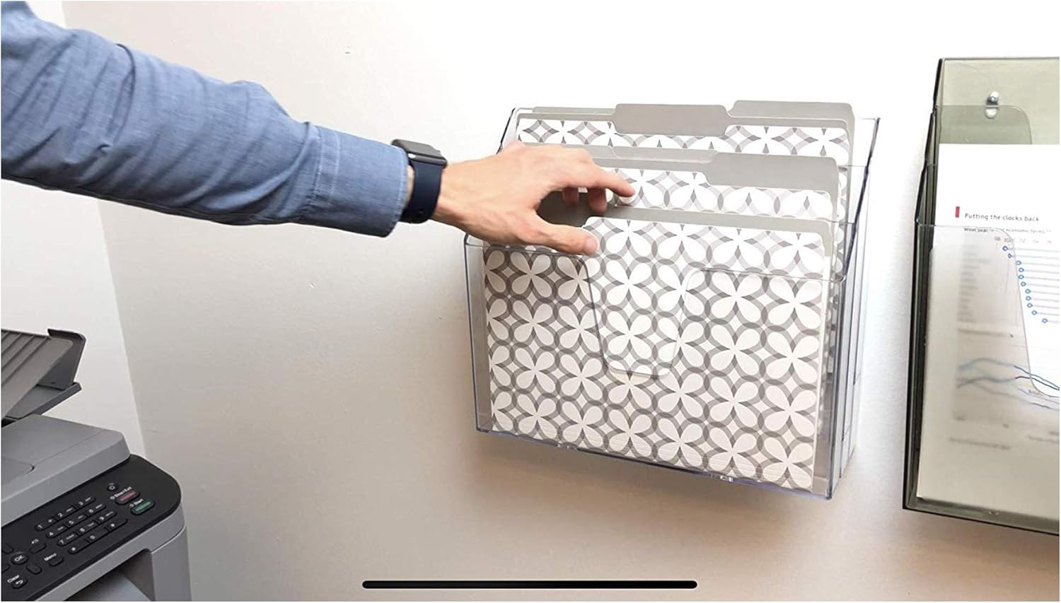 Acrimet Horizontal Triple File Folder Organizer (Clear Crystal Color): Home Improvement