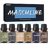 AmaKane Fragrance Oils, Masculine Essential Oils for Men, Candle Scents for Candle Making, Fragrance Oil for Soap Making, Diffuser Oils Scents 6x10 ml, Sandalwood, Cedar Leather, Woody Oud, More