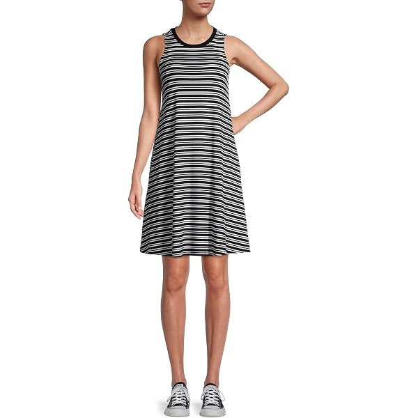Time and Tru Women's Sleeveless Knit Dress (US, Alpha, Small, Regular,  Regular, Black) at Amazon Women's Clothing store