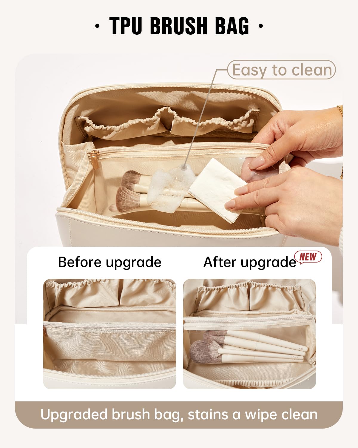 EACHY Travel Makeup Bag,Large Capacity Cosmetic Bags for Women,Waterproof Portable Pouch Open Flat Toiletry Bag Pattern Makeup Bag