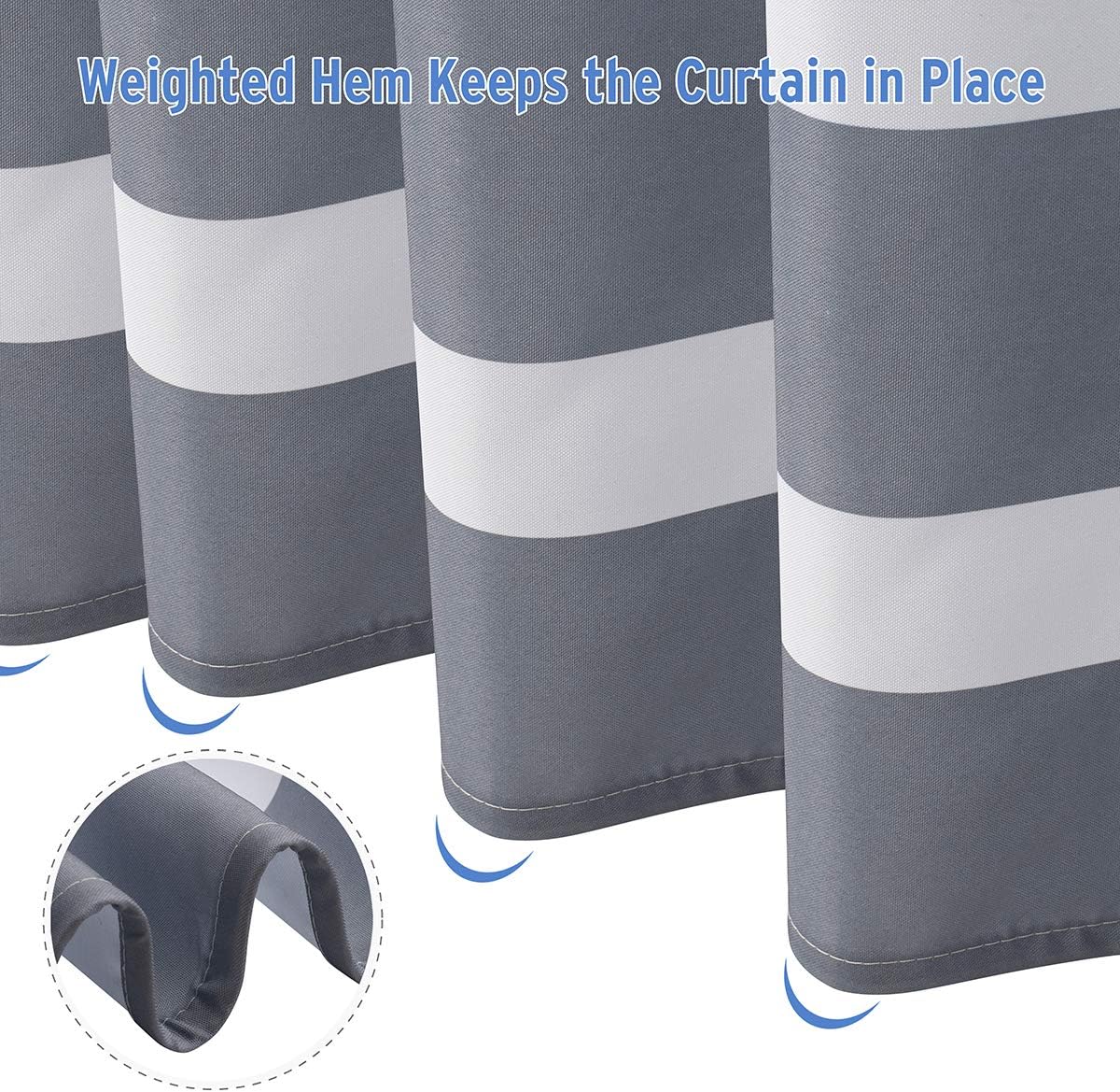 AmazerBath Fabric Shower Curtain, Grey Gradient Stripe Polyester Fabric Shower Curtains Decorative Curtains for Bathroom Hotel Quality, 72 X 72 Inches: Kitchen & Dining