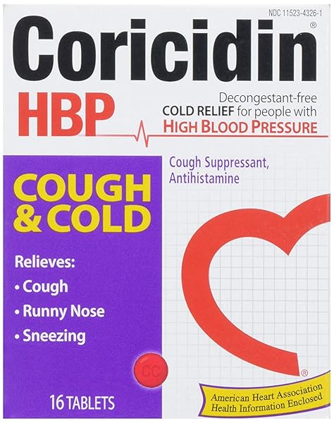 CORICIDIN HBP ANTIHISTAMINE COUGH & COLD SUPPRESSANT FOR PEOPLE WITH HIGH BLOOD PRESSURE, 16 CT