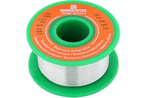 E ENERSYSTEC Thin Solder Wire 0.6mm Lead Free Electronic Solder Wire Rosin Core Sn99 Ag0.3 Cu0.7 Alloy Solder Wire Activated Electrical Soldering 100g 3.53oz Fine Diameter 0.02in Gauge No Lead