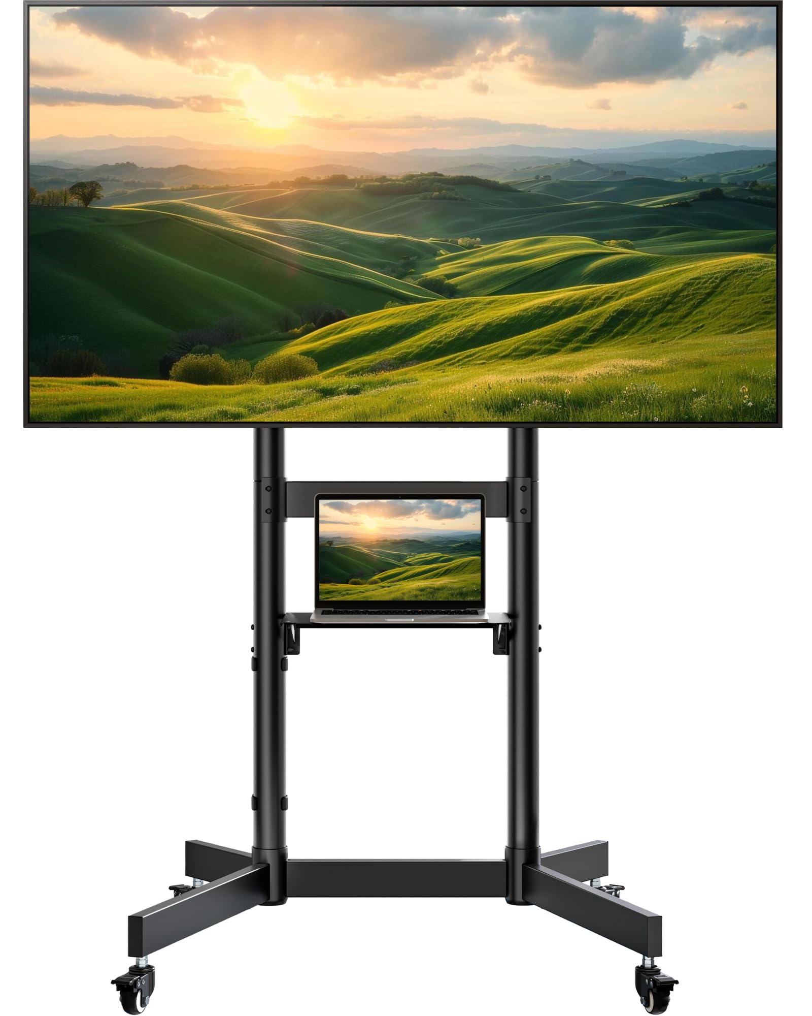 ECOTINY Heavy-Duty Rolling TV Stand for