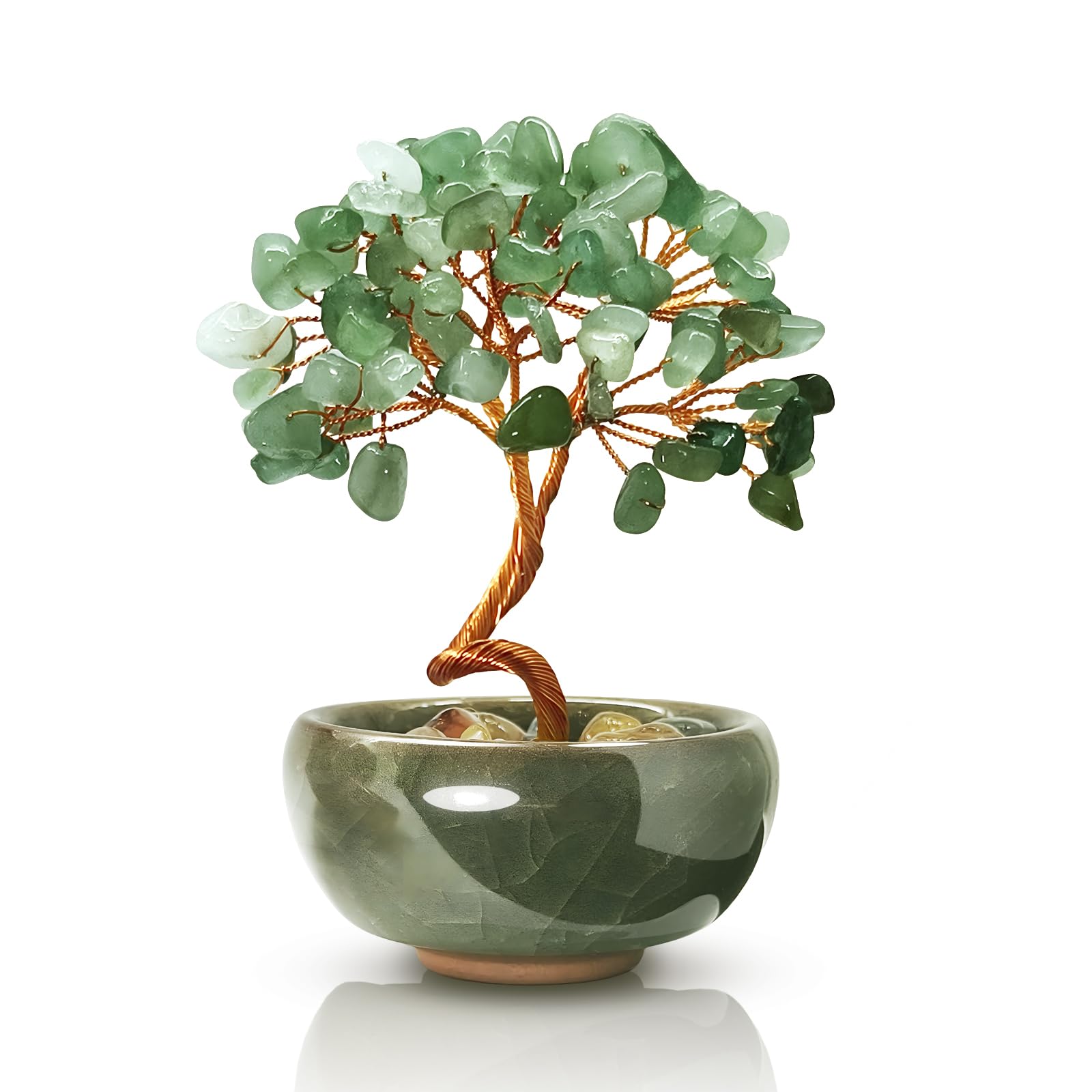 Photo 1 of **FACTORY SEALED** Janyortrenner Green Aventurine Crystal Tree,Harmony Office Desk Home Decor,Vitality Gift with Copper Wire in Ceramic Base