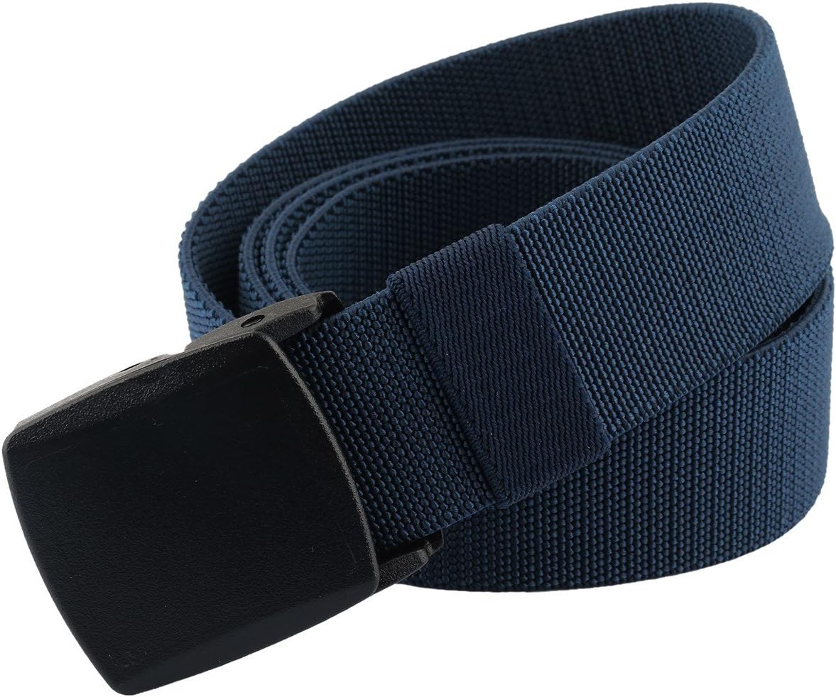 Sportmusies Elastic Belts for Men, Military Style Stretch Webbing Tactical Duty Belt (Navy Blue,Plastic Buckle)