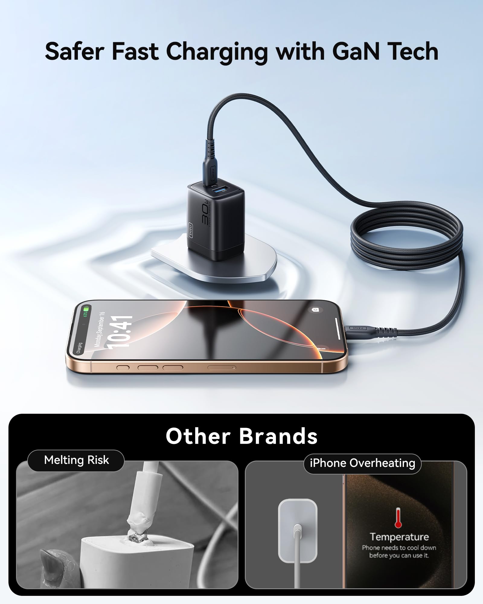 INIU USB C Charger Block, 2-Pack 30W PD Fast Charging, [USB-C + USB-A] iPhone 16 Charger with Foldable Plug, GaN Tech Type C Power Adapter for iPhone 16, 15 Pro Max, Samsung S25, S24, iPad Pro etc
