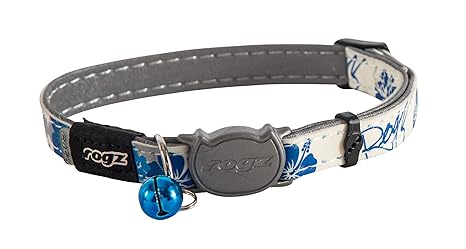 Rogz CB09-B Halsband Cat Reflective Glow-in-the-Dark, S, weiß/blau
