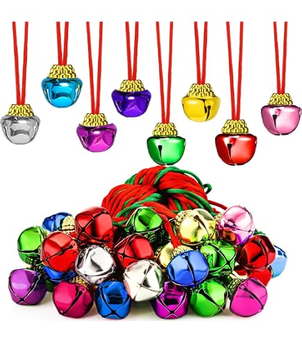 thumbnail image 2 of Gejoy 150 Pcs Christmas Bell Necklaces Large Jingle Gold Bell 2 of 14